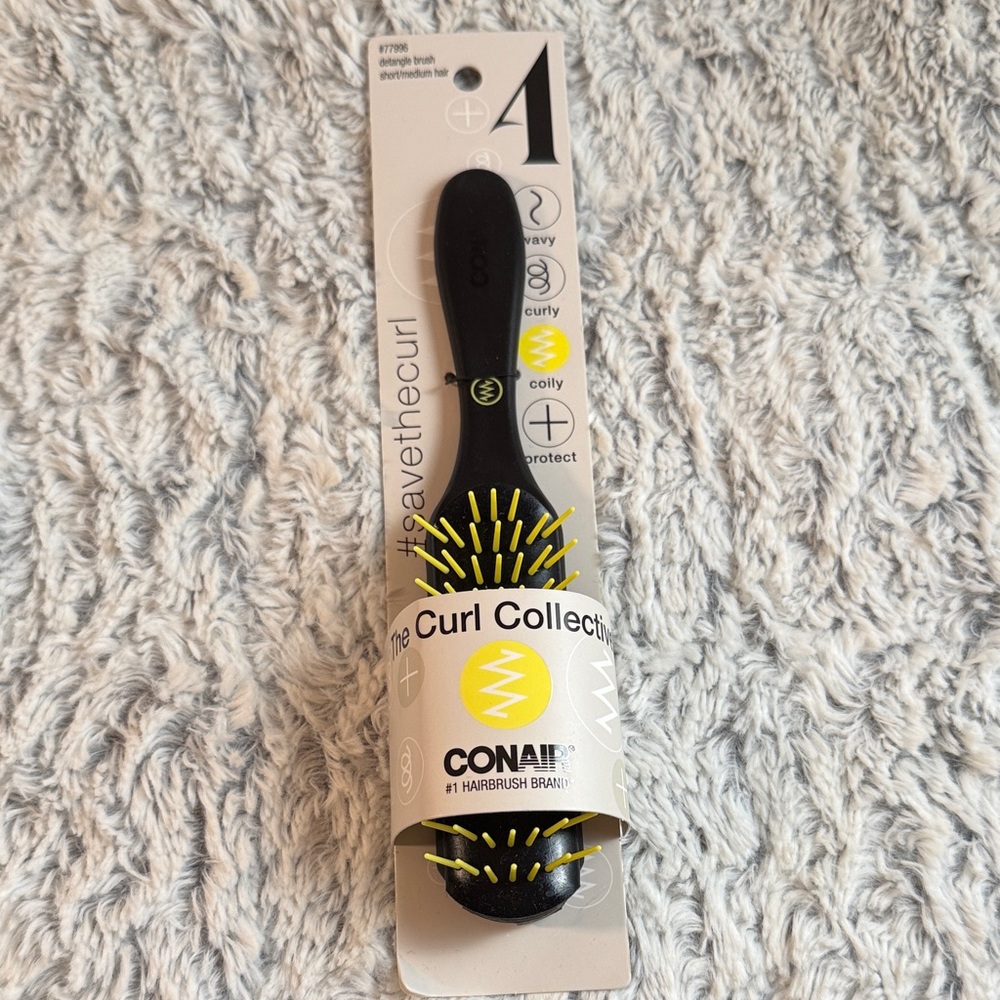 Conair Curl Collective Black & Yellow Curl Comb Brush NWT
